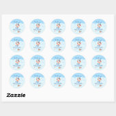 Blauw Onder het Zee Baby Boy Shower Zeevogel Ronde Sticker (Vel)