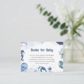 Blauw Onder het zee baby shower Book Enclosure Kaa Informatiekaartje (Staand voorkant)