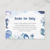 Blauw Onder het zee baby shower Book Enclosure Kaa Informatiekaartje (Voorkant)