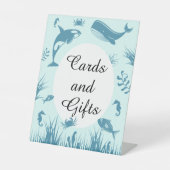 Blauw Onder het Zee Baby shower Kaarten & Cadeaubo Reclamebord Met Voetstuk (Voorkant)