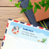 Blauw Onder het Zee Baby shower Label – Zeevogel