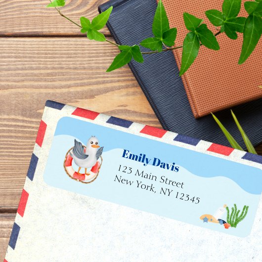 Blauw Onder het Zee Baby shower Label – Zeevogel