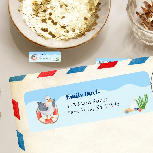 Blauw Onder het Zee Baby shower Label – Zeevogel