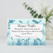 Blauw Onder het Zee Baby shower Luier Raffle Informatiekaartje (Staand voorkant)