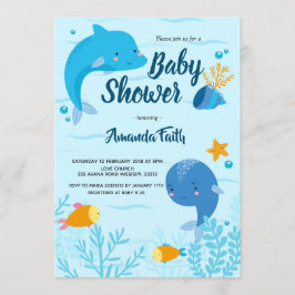 Blauw Onder het Zee Baby shower voor jongen Kaart