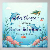 Blauw onder het Zee Baby shower Welkom Poster (Voorkant)