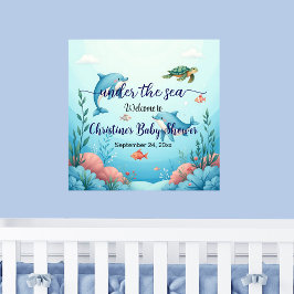 Blauw onder het Zee Baby shower Welkom Poster