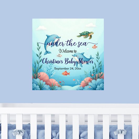 Blauw onder het Zee Baby shower Welkom Poster