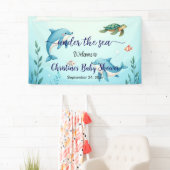 Blauw onder het Zee Baby shower Welkom Spandoek (Insitu)