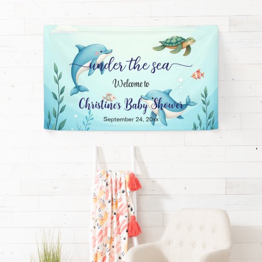 Blauw onder het Zee Baby shower Welkom Spandoek (Insitu)