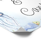 Blauw Onder het Zee Creatures Baby shower Sign Poster (Hoek)
