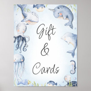 Blauw Onder het Zee Creatures Baby shower Sign Poster