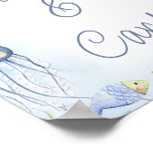 Blauw onder het Zee Creatures boys Baby shower Sig Poster (Hoek)