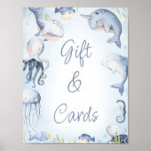 Blauw onder het Zee Creatures boys Baby shower Sig Poster (Voorkant)