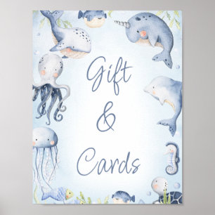 Blauw onder het Zee Creatures boys Baby shower Sig Poster