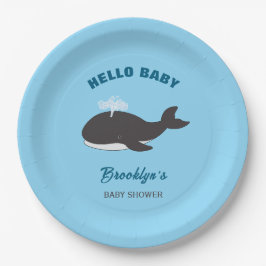 Blauw onder het Zee Hallo Baby shower Papieren Bordje