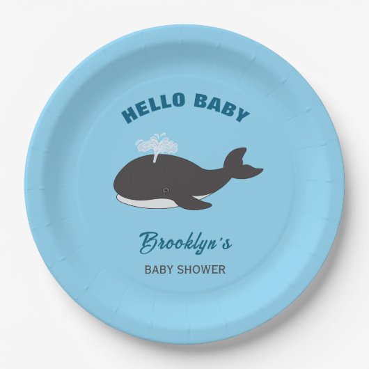 Blauw onder het Zee Hallo Baby shower Papieren Bordje (Voorkant)