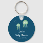 Blauw Onder het Zee Jellyfish Baby shower Sleutelhanger (Voorkant)