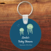 Blauw Onder het Zee Jellyfish Baby shower Sleutelhanger (Voorkant)