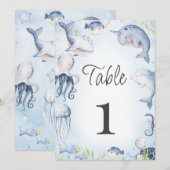 Blauw Onder het Zee Jongens Baby shower Tafelnumme Kaart (Voorkant / Achterkant)