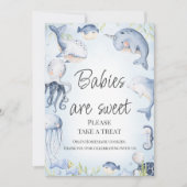 Blauw Onder het Zee Jongens Baby shower Tafelteken Kaart (Voorkant)