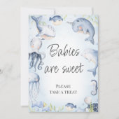 Blauw Onder het Zee Jongens Baby shower Tafelteken Kaart (Voorkant)