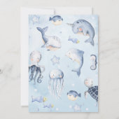 Blauw Onder het Zee Jongens Baby shower Tafelteken Kaart (Achterkant)