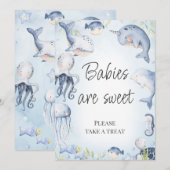 Blauw Onder het Zee Jongens Baby shower Tafelteken Kaart (Voorkant / Achterkant)