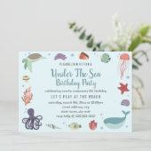Blauw onder het Zee Kinderverjaardagsuitnodiging Kaart (Staand voorkant)