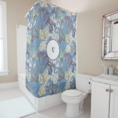 Blauw Onder het Zee Koralen Monogram Douchegordijn (In situ)