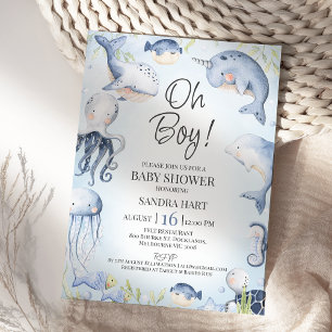 Blauw onder het Zee maakt het Baby shower van de j Kaart