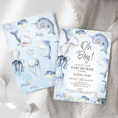 Blauw onder het Zee maakt het Baby shower van de j Kaart