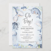 Blauw onder het Zee maakt het Baby shower van de j Kaart (Voorkant)