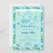 Blauw onder het Zee Nautical Whale Baby shower Kaart (Voorkant)