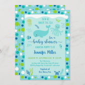 Blauw onder het Zee Nautical Whale Baby shower Kaart (Voorkant / Achterkant)