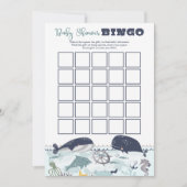 Blauw onder het Zee Ocean Theme Baby shower Bingo Kaart (Voorkant)