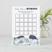 Blauw onder het Zee Ocean Theme Baby shower Bingo Kaart (Staand voorkant)