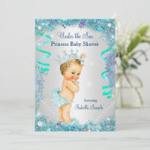Blauw onder het Zee Princess Baby shower Blonde Kaart (Staand voorkant)