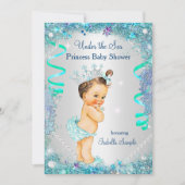 Blauw onder het Zee prinses Baby shower Brunette Kaart (Voorkant)