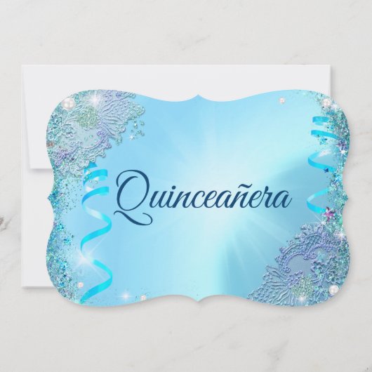Blauw onder het Zee Quinceanera 15e verjaardag Kaart (Achterkant)