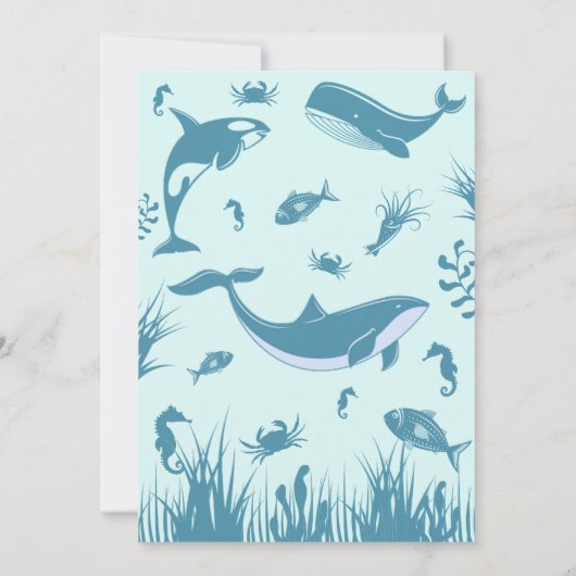 Blauw Onder het Zee Verjaardagsfeest Kaart (Achterkant)