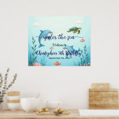 Blauw onder het Zee Verjaardagsfeest Welkom Poster (Keuken)
