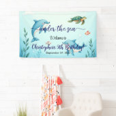 Blauw onder het Zee Verjaardagsfeest Welkom Spandoek (Insitu)