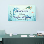 Blauw onder het Zee Verjaardagsfeest Welkom Spandoek (Beurs)