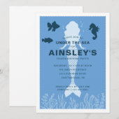 Blauw onder het Zee Zeemeermin Birthday Kaart (Voorkant / Achterkant)