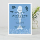 Blauw onder het Zee Zeemeermin Birthday Kaart (Staand voorkant)