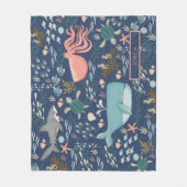 Blauw onder Zee Coral Octopus Whale Shark Name Fleece Deken (Voorkant)