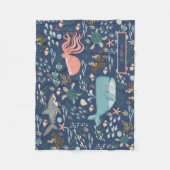 Blauw onder Zee Coral Octopus Whale Shark Name Fleece Deken (Voorkant)