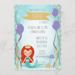 Blauw Onderwater Zeemeermin Prinses Feest Licht Ro Kaart