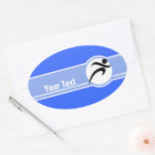 Blauw onderweg ovale sticker (Envelop)